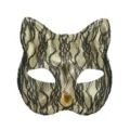 Gouden en zwarte kant kattenmasker sexy PVC masquerade feest kostuum accessoire - Goud