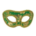 Groene en gouden maskerade masker stof half gezicht oogmasker voor feest Halloween rekwisiet - Groen (Verbeterd)