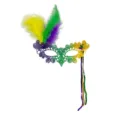 Carnival Sequin Lace Feather Half Face Mask Party Stage Performance Costume Headwear - Feather Tassel Peacock