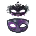 Maskenball Masken Set Paar schwarz lila Schmetterling Augenmasken für Party und Kostüm. - Lila Kaninchen Set