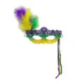 Mardi Gras Mask Feather Lace Sequins Half Face Costume Party Show Prop Accessory - Feather Tassel Six Petals