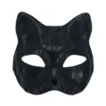 Zwarte kant kattenmasker sexy PVC dier masquerade feest kostuum accessoire variant - Zwart