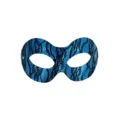 Blue PVC masquerade mask with black lace snake pattern, perfect for Halloween party. - Light Blue