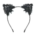 Serre-tête Oreilles de Chat en Dentelle Noire Accessoire de Cheveux Cosplay Fête - Serre-tête Oreilles de Chat en Dentelle
