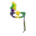 Mardi Gras masquerade lace mask with feathers and sequins for party and stage performance - Feather Tassel Iris