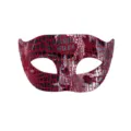 Rot schwarz silber Schlangenmuster Halbgesicht Maske Kostüm Halloween Party Zubehör - Flachkopf Rot Silber Schwarz Krokodilmuster