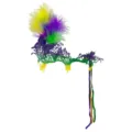 Mardi Gras veer kant masker feest half gezicht pailletten oogmasker podium hoofdbeduk - Veer Kwastje Paars Groen Geel