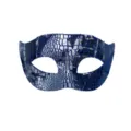 Blau Silber Tierprint Maskenball Maske Halbgesicht Augenmaske für Party Halloween - Flachkopf Blau Silber Schwarz Krokodilmuster
