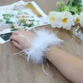 Brazalete de Bofetada de Pluma de Avestruz Blanco Muñequera Suave Accesorio de Rendimiento de Escena - Blanco