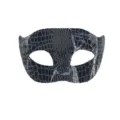 Halloween Halbgesicht Maske Kroko Muster Maskerade Party Augenmaske mysteriöses Kostüm Dekor - Flachkopf Silber Schwarz Zweifarbig Krokodilmuster