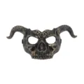 Halloween horned demon skull mask, retro antique bronze gothic cosplay party mask. - Retro Bronze Style