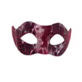 Halloween Maskerade halbes Gesicht Maske, rot silber Tierdruck Party Augenmaske Damen. - Kleine Schönheit Rot Silber Schwarz Krokodilmuster