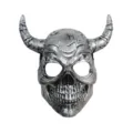 Halloween Horror Totenkopf Teufel Horn Maske Silber Cosplay Party Requisite Kostüme - Antiksilber