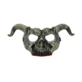 Halloween Devil Horns Skull Mask Antique Gold Plastic Cosplay Party Costume Props - Blood Teeth Retro Gold Style