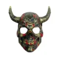 Halloween Horror Totenkopf Maske mit Teufelshörnern für Cosplay Partys und gruselige Events. - Blutbefleckt Vintage-Gold