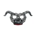 Silver black devil horn skull half face mask for Halloween party cosplay costume - Blood Teeth Retro Silver Style
