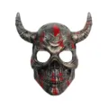 Halloween horror schedel masker met duivelshorens voor feest cosplay rekwisiet en decoratie. - Bloedbevlekt Vintage Brons