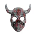 Halloween eng doodshoofd duivel hoorns masker voor cosplay feest spookhuis rekwisiet - Bloedbevlekt Vintage Zilver