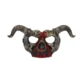 Halloween horned demon skull plastic mask for party cosplay scary dress up props and events. - Blood Face Retro Bronze Style