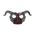 Halloween Horned Demon Skull Plastic Mask Party Cosplay Costume Prop Scary Evil Mask - Blood Face Retro Silver Style