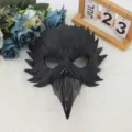 Halloween zwarte vogel masker leer veer half gezicht masquerade feest kostuum - Zwart