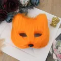 Orange furry animal mask fox cat costume masquerade Halloween cosplay party dress up prop - Orange