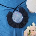 Schwarzer Rüschen-Spitzenkragen, mehrschichtiges Blüten-Halsstück, französisches Vintage-Accessoire. - Dunkelgrau Schwarz