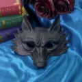 Masque de loup noir mat pour fête d'Halloween, mascarade et accessoires de costume. - Noir