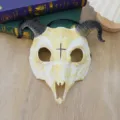 Halloween gruselig Widder Ziege Totenkopf Maske Vollgesicht Cosplay Party Kostüm Requisite - Bernsteinweiß