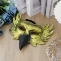 Gold owl half face mask halloween party cosplay masquerade PU foam devil costume accessory - Gold