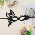 Black lace butterfly mask for Halloween party masquerade half face eye mask prop - Butterfly Half Face (Black Rhinestone)
