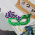Mardi Gras pailletten feestmasker, kleurrijk glanzend masquerade oogmasker voor feesten. - Driekleurige Bloem