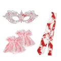 Halloween Horror Bloody Splatter Spitzenmaske Handgelenk Manschetten Krawatte Set - Blutiges 3-Teiliges Set