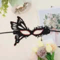 Halloween masquerade party mask sexy mysterious rhinestone half-face eye mask black red - Butterfly Half Face (Red Rhinestone)