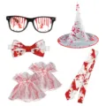 Halloween ensemble d'accessoires de costume sanglant, lunettes cravate pour fête cosplay. - Ensemble 5 Pièces Sanglant