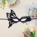 Halloween black rhinestone masquerade mask sexy butterfly half face party eye mask prop - Butterfly Half Face (Blue Rhinestone)