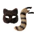 Ensemble de masque de chat en fausse fourrure et queue rayée pour accessoire de fête Halloween. - Masque Et Queue / Style Imprimé Léopard