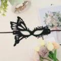 Halloween black butterfly masquerade mask with green rhinestones for party performance dress up - Butterfly Half Face (Green Rhinestone)