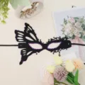 Black masquerade mask with purple rhinestones, half face butterfly bat eye mask for party. - Butterfly Half Face (Purple Rhinestone)