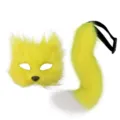 Ensemble masque de chat en peluche jaune et queue de renard pour fête d'Halloween. - Masque Et Queue / Style Jaune