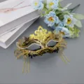 Gold black masquerade mask rhinestones phoenix tail design party costume prom eye mask decor - Black & Gold