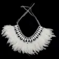 White feather lace collar gothic shawl costume party cosplay accessory for Halloween. - White Lace Feather Shawl