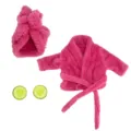 Rosa Veranda Gans Bademantel Set mit flauschigem Handtuch und Gurken Deko für den Garten. - Fuchsia