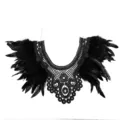 Black lace feather collar gothic choker Halloween costume party cosplay accessory for women - Black Feather Flower Shawl