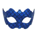 Máscara de escamas de sirena azul, antifaz PVC sexy para fiesta de disfraces de mujeres - Azul marino