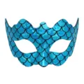 Máscara de mascarada de escamas de sirena de PVC azul para fiesta de mujeres y accesorios. - Azul claro