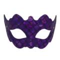 Mascara de escamas de sirena holografica purpura PVC disfraz fiesta baile de mascaradas - Púrpura