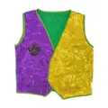 Fasching Karneval Pailletten Weste Party Kostüm in Lila Gold Grün mit Emblem gemustert - Oberteile / Lilien-Muster