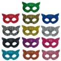 Halloween Maskerade Pailletten Katzenohren Maske Halbgesicht Party Augenmaske Farben - Rundgesicht-Katzenmaske [Farbe bei Bestellung angeben]
