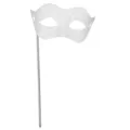 White handheld masquerade half-face mask for party and stylish Halloween decoration. - Handheld / White